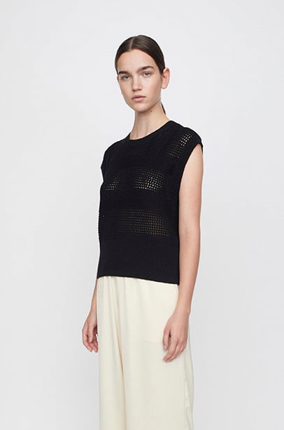 Se Just Female Seen Knit Vest Kvinde Black Sweaters Str M - Bomuld hos Magasin ved Magasin