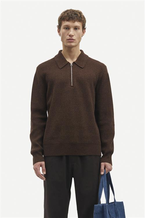 Samsøe Samsøe Saisaks HZ Polo 15010 Mand Chocolate Torte Sweaters Str XL - hos Magasin