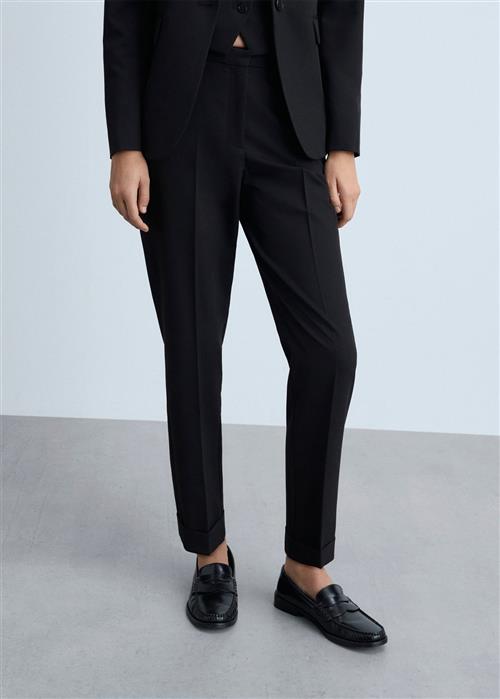 MANGO Straight Suit Trousers Kvinde Black Bukser Plus Size Str 40 - hos Magasin