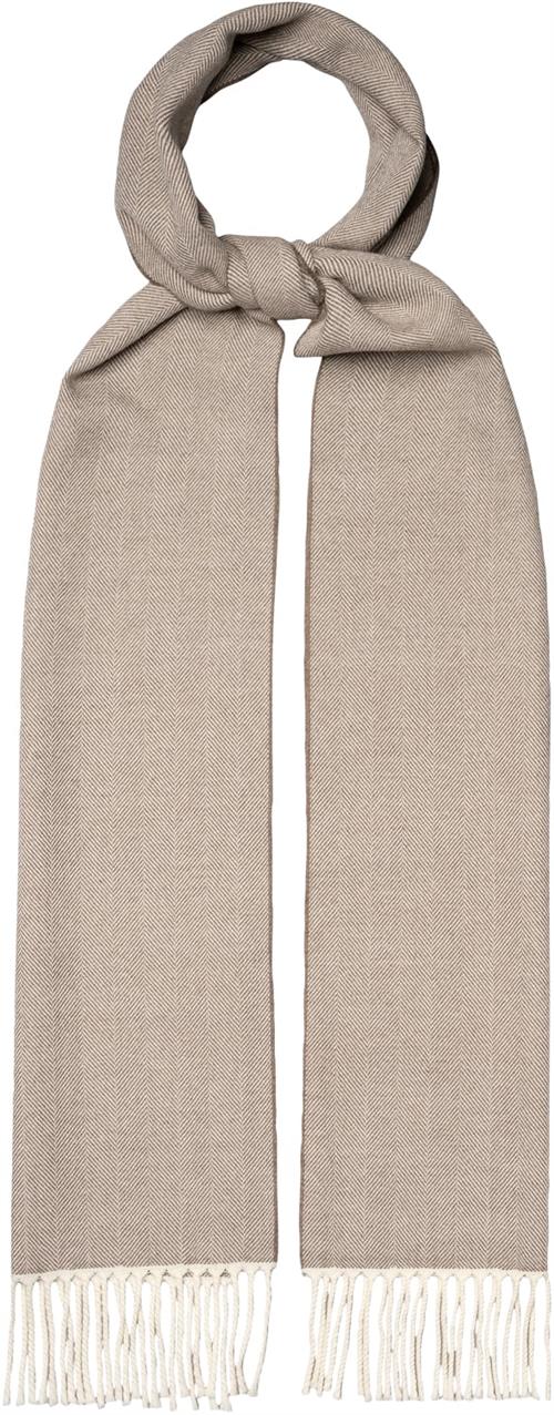 Se ETON Beige Herringbone Merino Wool Scarf One Size - Slips hos Magasin ved Magasin