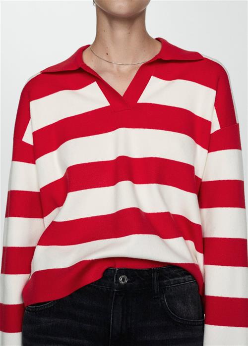 MANGO Striped Poloneck Sweater Kvinde Red Sweaters Plus Size Str XXL - hos Magasin