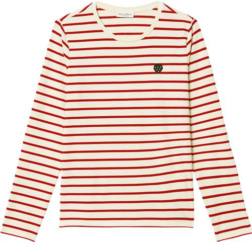 Marc O’Polo Tshirt, Long Sleeve, Crew Neck, st Kvinde Multi/ Shiny Red Langærmede T-shirts Str XS - hos Magasin