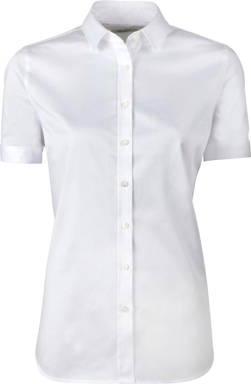 Stenströms Shirt F Short slv Stretch Satin Kvinde White Kortærmede Skjorter Str 44 - hos Magasin