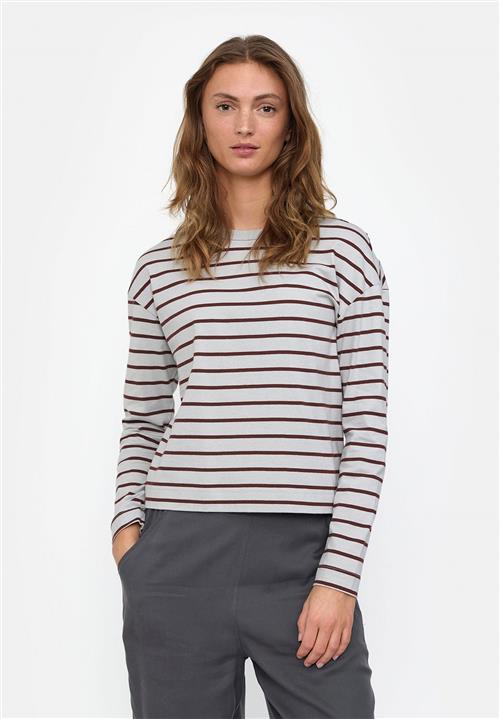 esmé studios Essigne LS Striped Tshirt - Gots Kvinde Pearl Blue Langærmede T-shirts Str S - hos Magasin