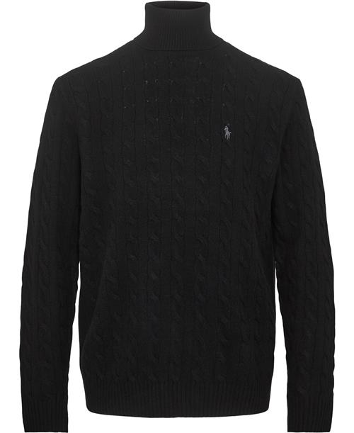 Polo Ralph Lauren Cable Woolcashmere Turtleneck Sweater Mand Sort Turtlenecks Str M - Uld hos Magasin