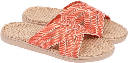 Se Lovelies Matara Triple Cross Sandal w/ Jute Sole Kvinde Mandarin Red Flade Sandaler Str 36 - hos Magasin ved Magasin