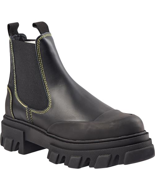 Ganni Low Chelsea Boot Yellow Stitch Kvinde Black Chelsea Boots Str 41 - hos Magasin