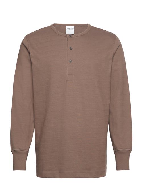 Selected Homme Slhphillip Ls Henley Noos Selected Homme Brown