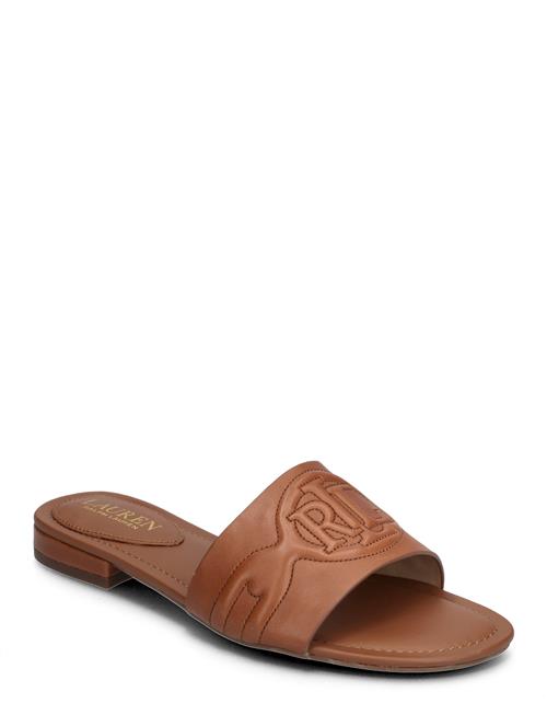 Lauren Ralph Lauren Alegra Iii Leather Slide Sandal Lauren Ralph Lauren Brown