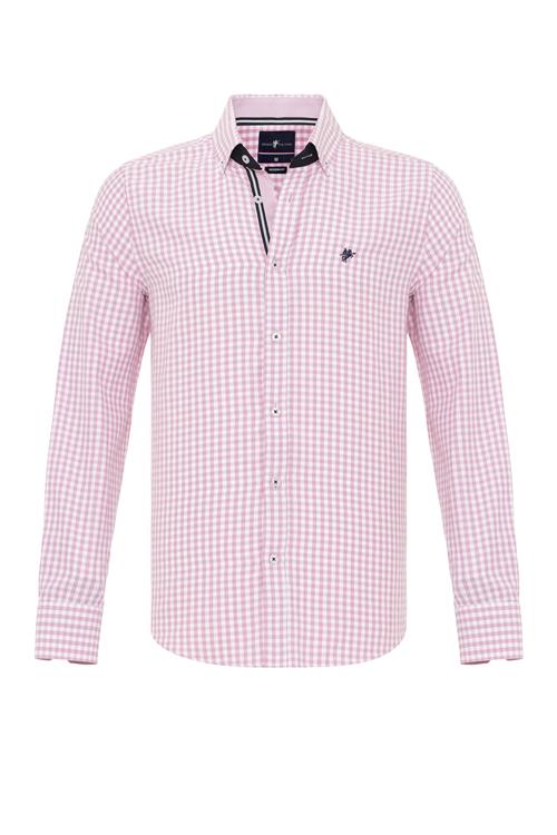 DENIM CULTURE Skjorte 'TONEY'  pink / hvid