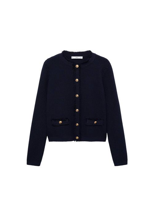 Se MANGO Cardigan 'COCOCHA'  navy / guld ved About You