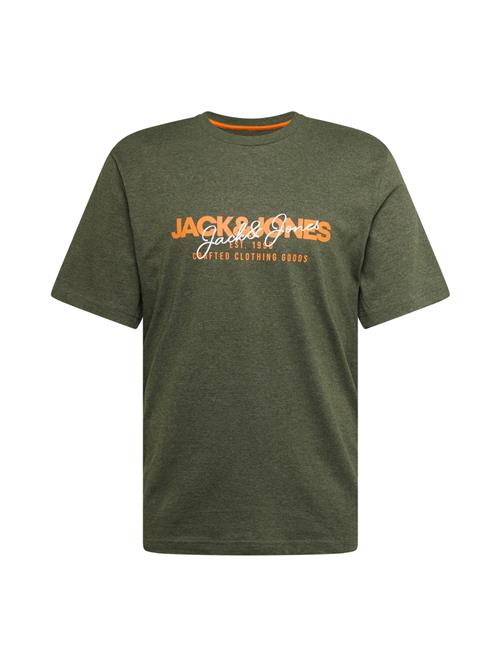 JACK & JONES Bluser & t-shirts 'JJALVIS'  oliven / mørkeorange / hvid