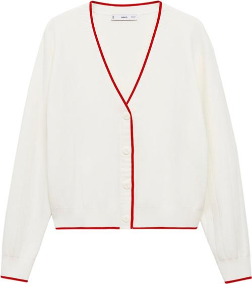 Se MANGO Cardigan With Contrasting Finish Kvinde Light Beige Cardigans Str L - hos Magasin ved Magasin