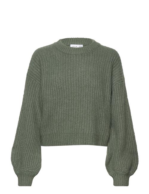 Se Vila Vifelo L/S Cropped Knit Top/Su - Noos Vila Green ved Booztlet