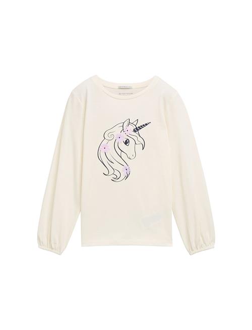 Se Tom Tailor Special Artwork Longsleeve Tom Tailor Cream ved Booztlet