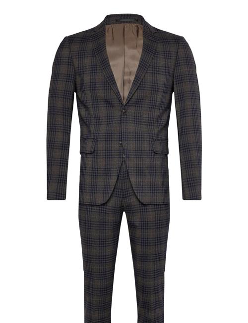 Se Lindbergh Checked Stretch Suit Lindbergh Brown ved Booztlet