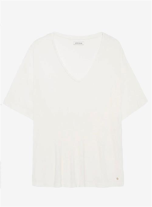 Se Anine Bing Vale Tee Off White Cashmere Blend ved Number Nine