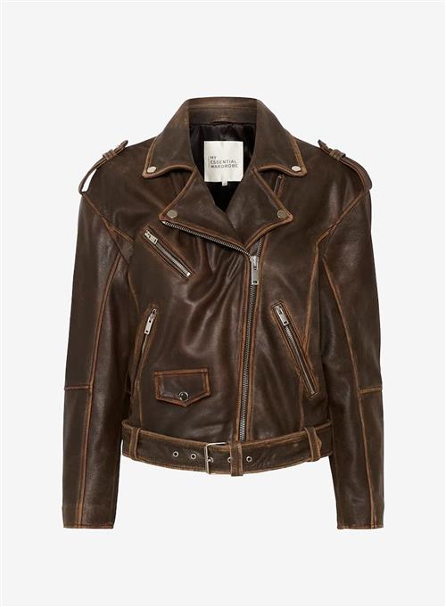 My Essential Wardrobe MWGilo Leather Jacket Brown Retro Wash