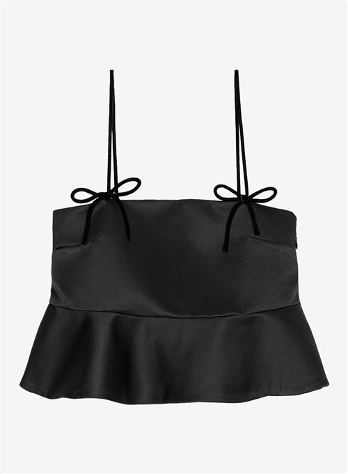 Ganni Duchesse Satin Top Black