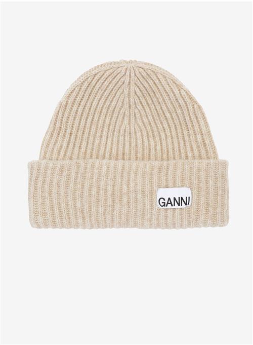 Ganni Structured Rib Beanie Brazilian Sand