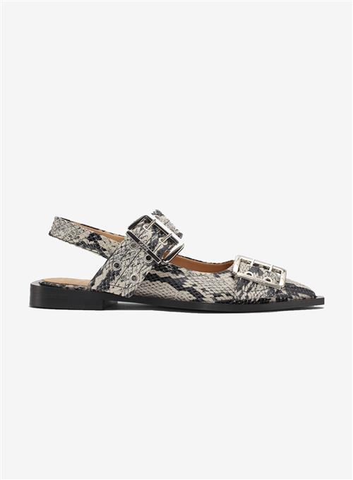 Ganni Chunky Buckle Ballerina Snake