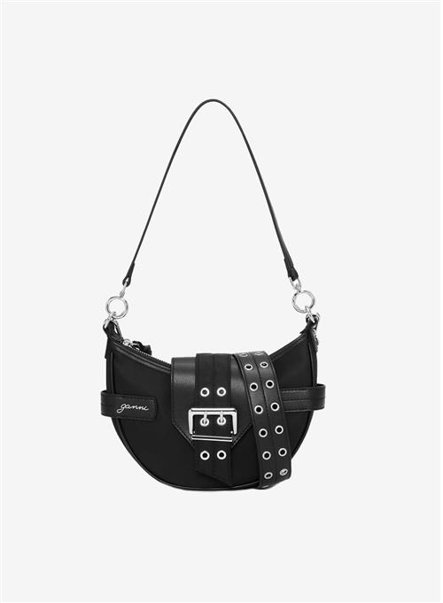 Se Ganni Bucky Bag Small Crossbody Nylon Black ved Number Nine