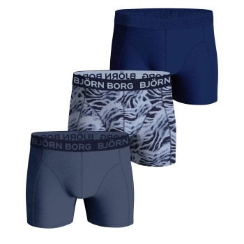 Björn Borg 3P Cotton Stretch Boxer 1721 Blå Mønster bomuld X-Large Herre