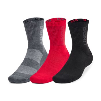 Under Armour Strømper 3P Mid Crew Maker Socks Sort/Rød X-Large