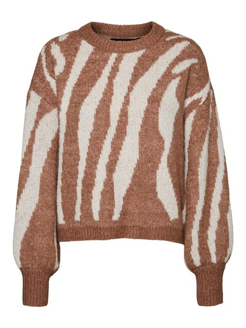 VERO MODA Pullover 'Belle'  brun / hvid