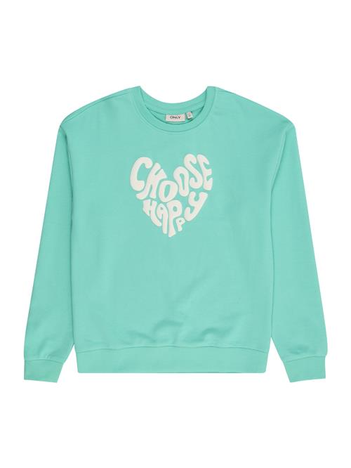 Se KIDS ONLY Sweatshirt 'KOGSMILLA'  mint / hvid ved About You