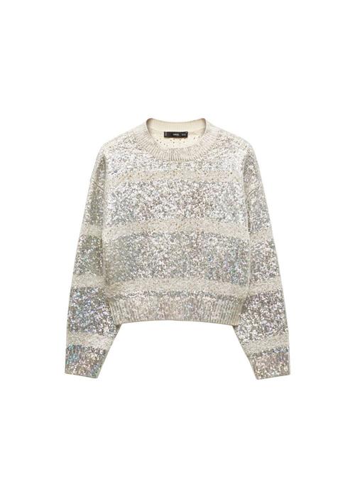 Se MANGO Pullover 'Future'  beige / guld / orkidee / sølv ved About You