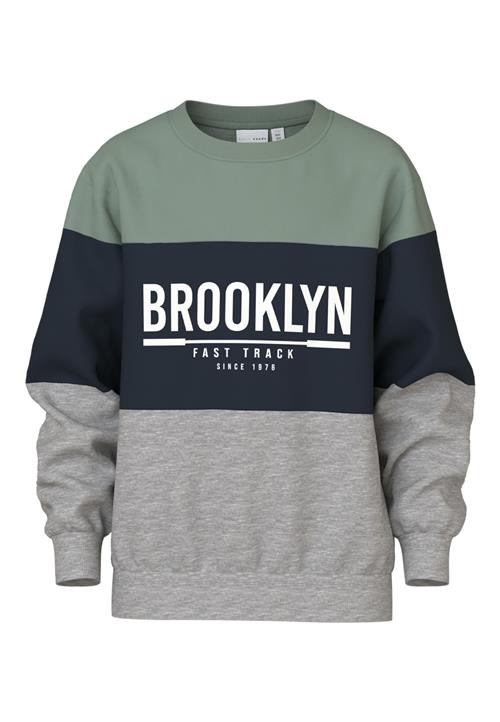 NAME IT Sweatshirt 'Vemil'  safir / grå-meleret / pastelgrøn / hvid