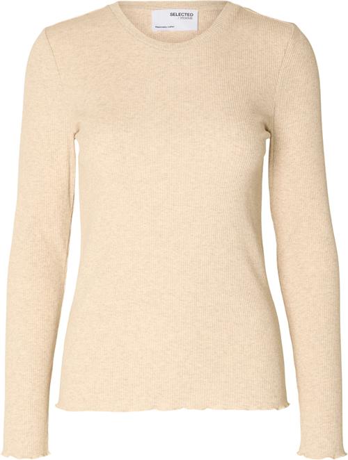 Selected Femme Slfanna LS Crew Neck TEE S Noos Kvinde Oatmeal Skjorter Regular Fit Str XL - hos Magasin