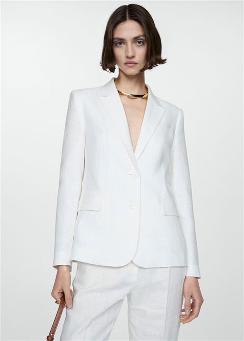 MANGO 100 Linen Suit Blazer Kvinde White Blazere Str L - hos Magasin