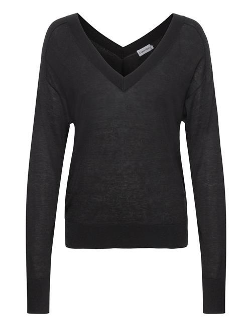 Calvin Klein Lyocell Wool V-Neck Sweater Calvin Klein Black