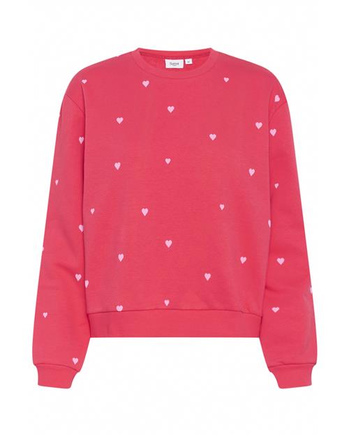 Se SAINT TROPEZ Sweatshirt 'Dagna'  koral / hvid ved About You