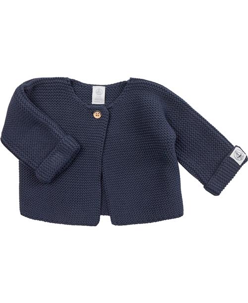 Petit Bateau Cardigan Smokin3m Str Nyfødt - Blå Cardigans Bomuld hos Magasin