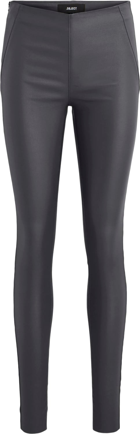 Object Objbelle MW Coated Leggings Noos Kvinde Asphalt Leggings Str 38 - hos Magasin