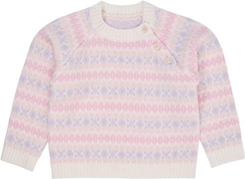 Copenhagen Colors Merino Pattern Pull Over Kvinde Lavender Combi Sweaters Str 98 Merino - hos Magasin