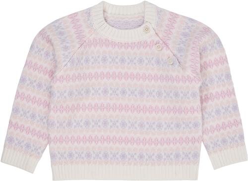 Copenhagen Colors Merino Pattern Pull Over Str 98 Merino - Lavender Combi Strik hos Magasin