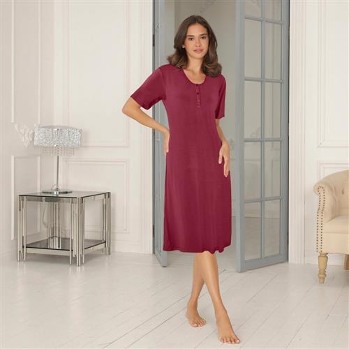 Se Lady Avenue Bamboo Long Nightdress, Short Sleeve Natkjoler Str S - Spandex hos Magasin ved Magasin