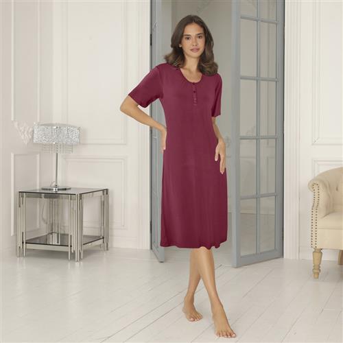 Lady Avenue Bamboo Long Nightdress, Short Sleeve Natkjoler Str XXL - Spandex hos Magasin