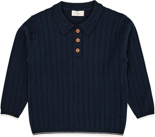 Copenhagen Colors Merino Polo Shirt Str 92 Merino - Navy/cream Combi Strik hos Magasin