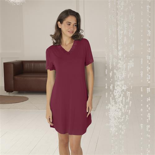 Se Lady Avenue Bamboo Short Sleeve Nightdress With Lace Natkjoler Str S - Spandex hos Magasin ved Magasin