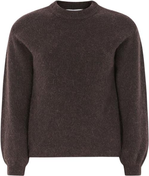 Soft Rebels Srallison Knit Kvinde Chocolate Plum Melange Langærmede Bluser Regular Fit Str XL - hos Magasin