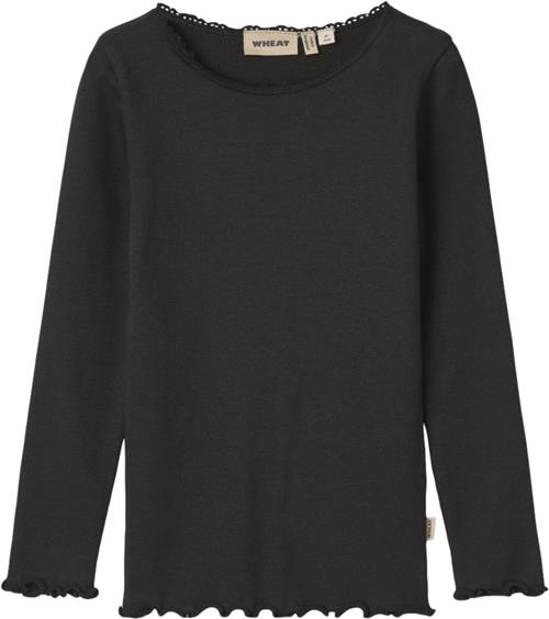 Se Wheat Langærmet Rib Tshirt Reese Str 4 år / 104 cm - Sort Langærmede T-shirts Bomuld hos Magasin ved Magasin