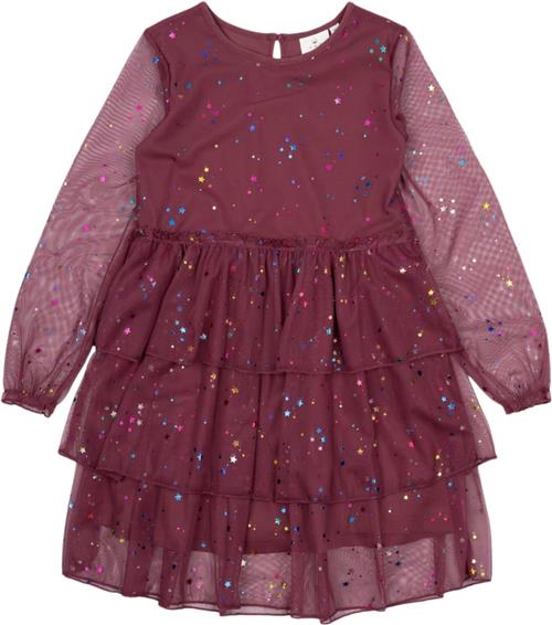 The New Tnmillie L_S Dress Str 98-104 cm/3-4 år - Crushed Berry Kjoler hos Magasin