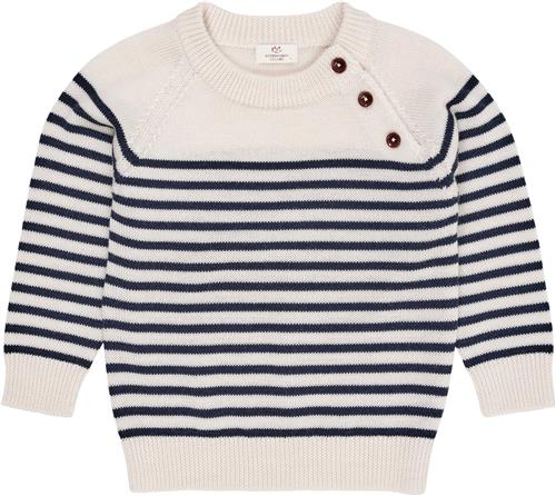 Copenhagen Colors Merino Classic Striped Pullover Str 128 Merino - Cream/navy Strip Strik hos Magasin