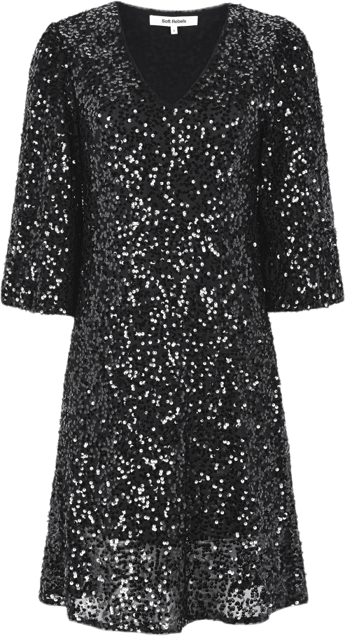 Soft Rebels Sraudrey Dress Kvinde Black Midi Kjoler Str XL - hos Magasin