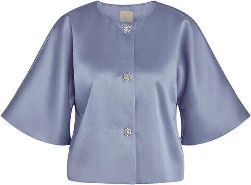 PBO Maison Blouse Kvinde Blue Stone Kortærmede Bluser Str 38 - hos Magasin